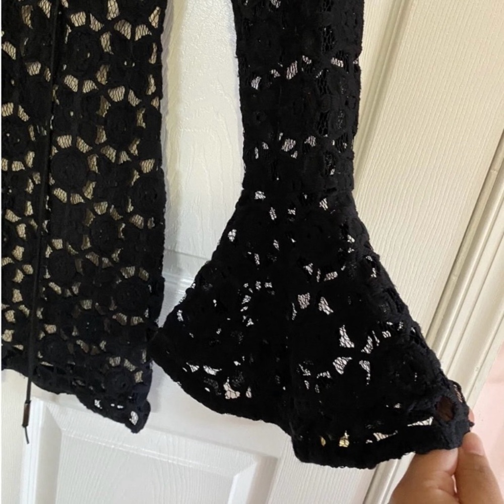 Free People Mini Lace Dress with Long Bell Sleeves Size 4 - Picture 4 of 6